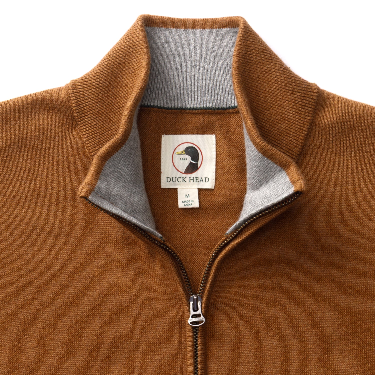 Ridley Cotton Cashmere 1/4 Zip Sweater - Dark Amber Heather