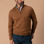 Ridley Cotton Cashmere 1/4 Zip Sweater - Dark Amber Heather