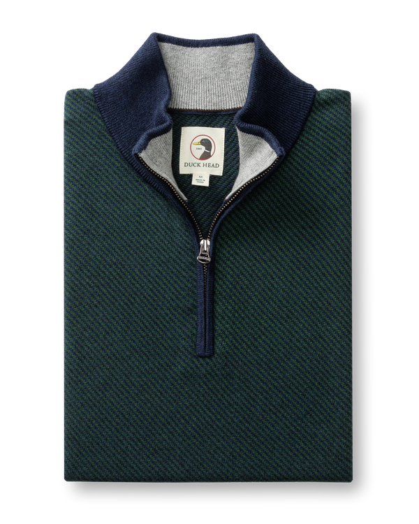 Ridley Cotton Cashmere 1/4 Zip Sweater - Hunter Green Heather