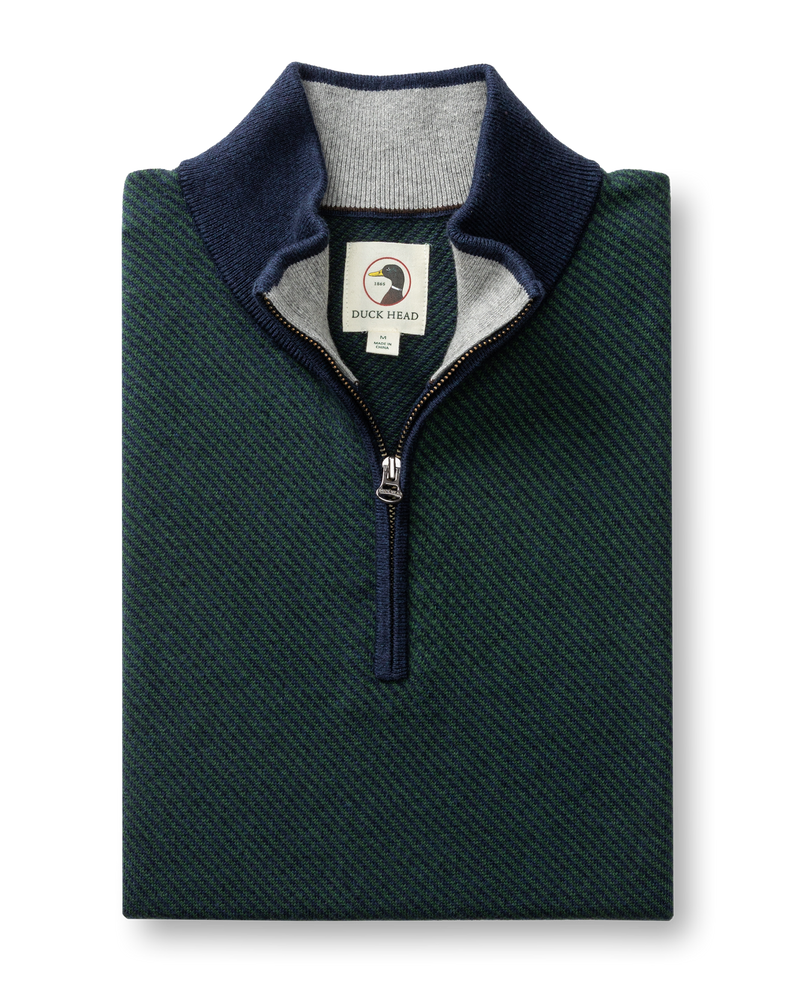 Ridley Cotton Cashmere 1/4 Zip Sweater - Hunter Green Heather