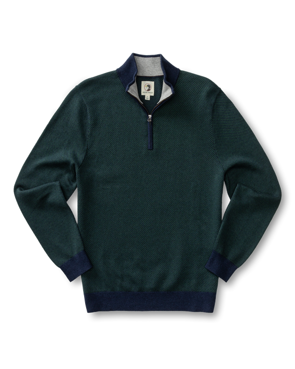 Ridley Cotton Cashmere 1/4 Zip Sweater - Hunter Green Heather