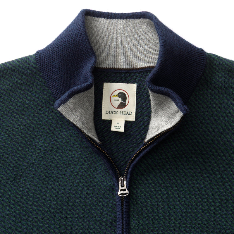 Ridley Cotton Cashmere 1/4 Zip Sweater - Hunter Green Heather