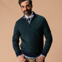 Ridley Cotton Cashmere 1/4 Zip Sweater - Hunter Green Heather
