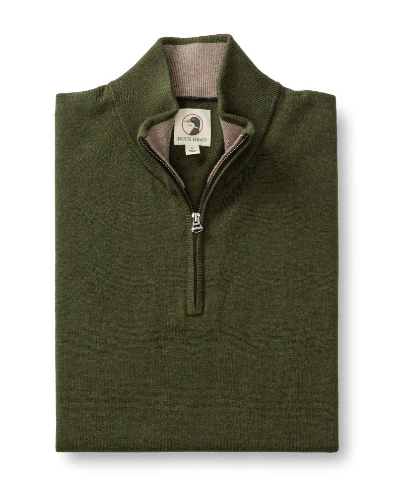 Ridley Cotton Cashmere 1/4 Zip Sweater - Deep Olive