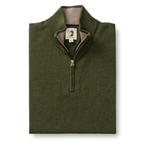 Ridley Cotton Cashmere 1/4 Zip Sweater - Deep Olive