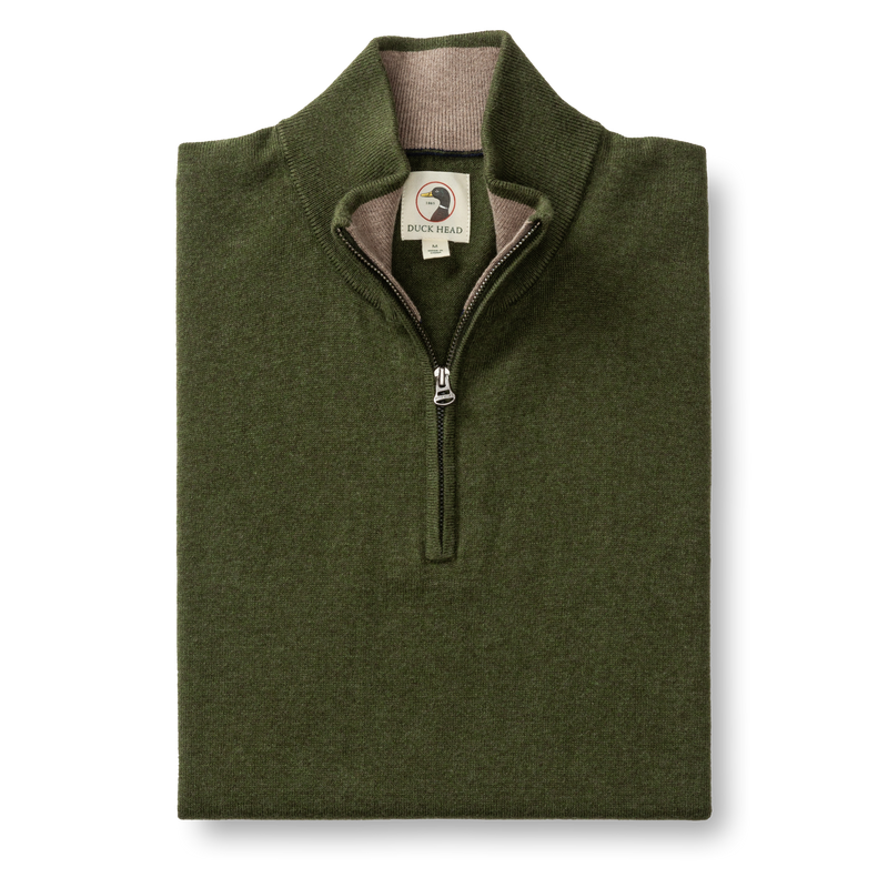 Ridley Cotton Cashmere 1/4 Zip Sweater - Deep Olive