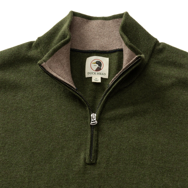 Ridley Cotton Cashmere 1/4 Zip Sweater - Deep Olive
