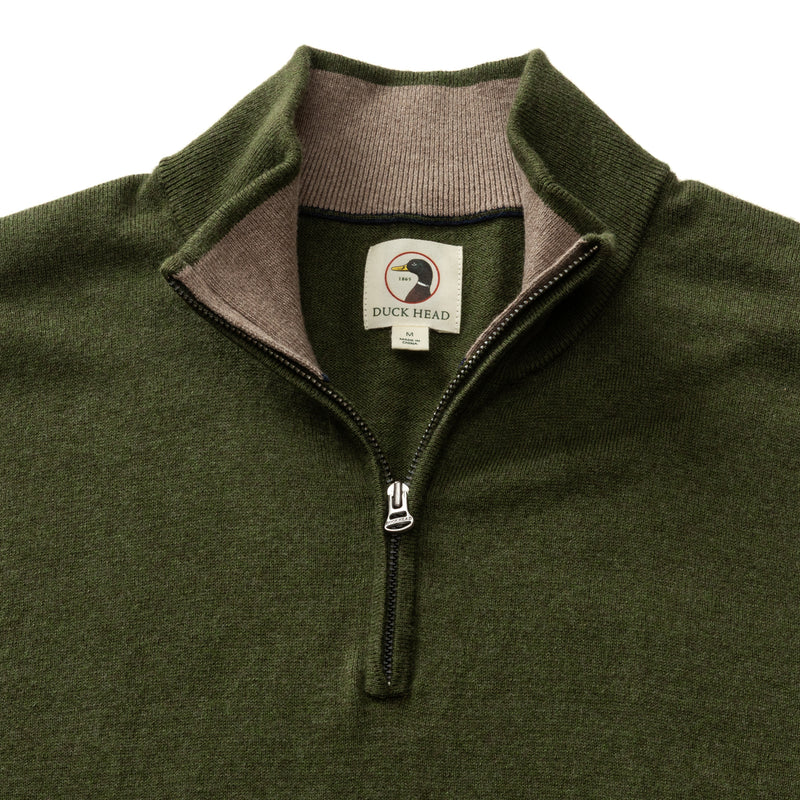 Ridley Cotton Cashmere 1/4 Zip Sweater - Deep Olive