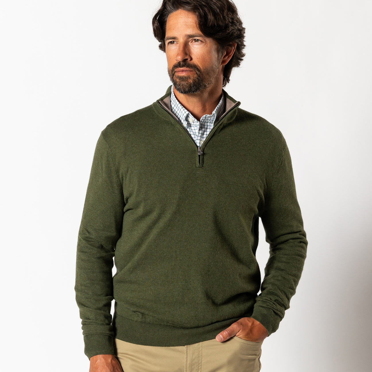 Ridley 1/4 Zip Sweater - Deep Olive