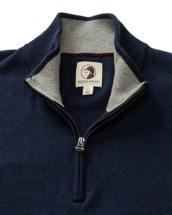 Ridley Cotton Cashmere 1/4 Zip Sweater - Maritime Blue