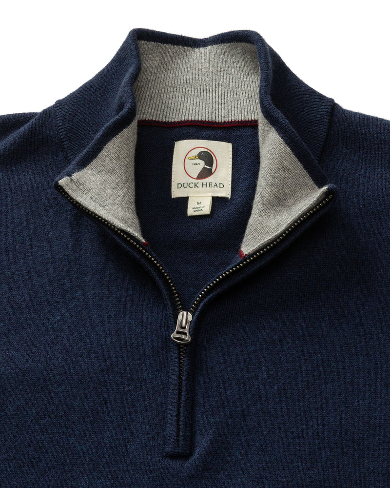 Ridley Cotton Cashmere 1/4 Zip Sweater - Maritime Blue