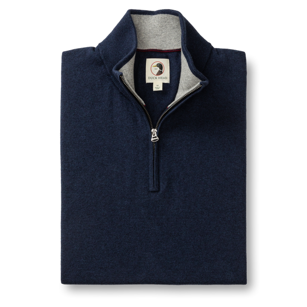 Ridley Cotton Cashmere 1/4 Zip Sweater - Maritime Blue