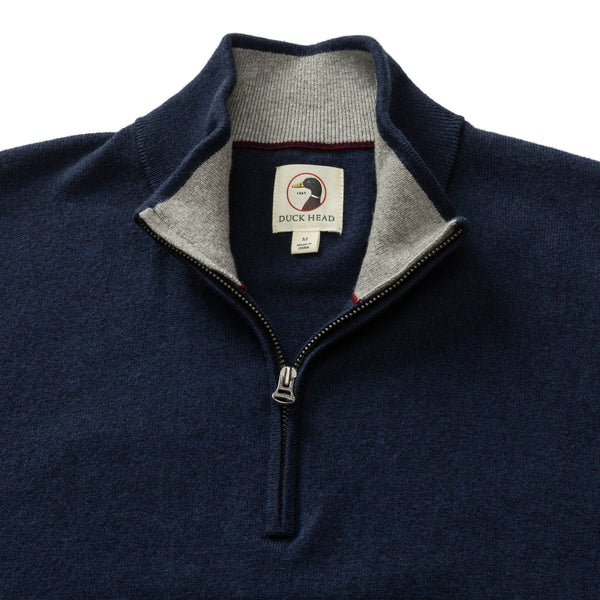 Ridley Cotton Cashmere 1/4 Zip Sweater - Maritime Blue