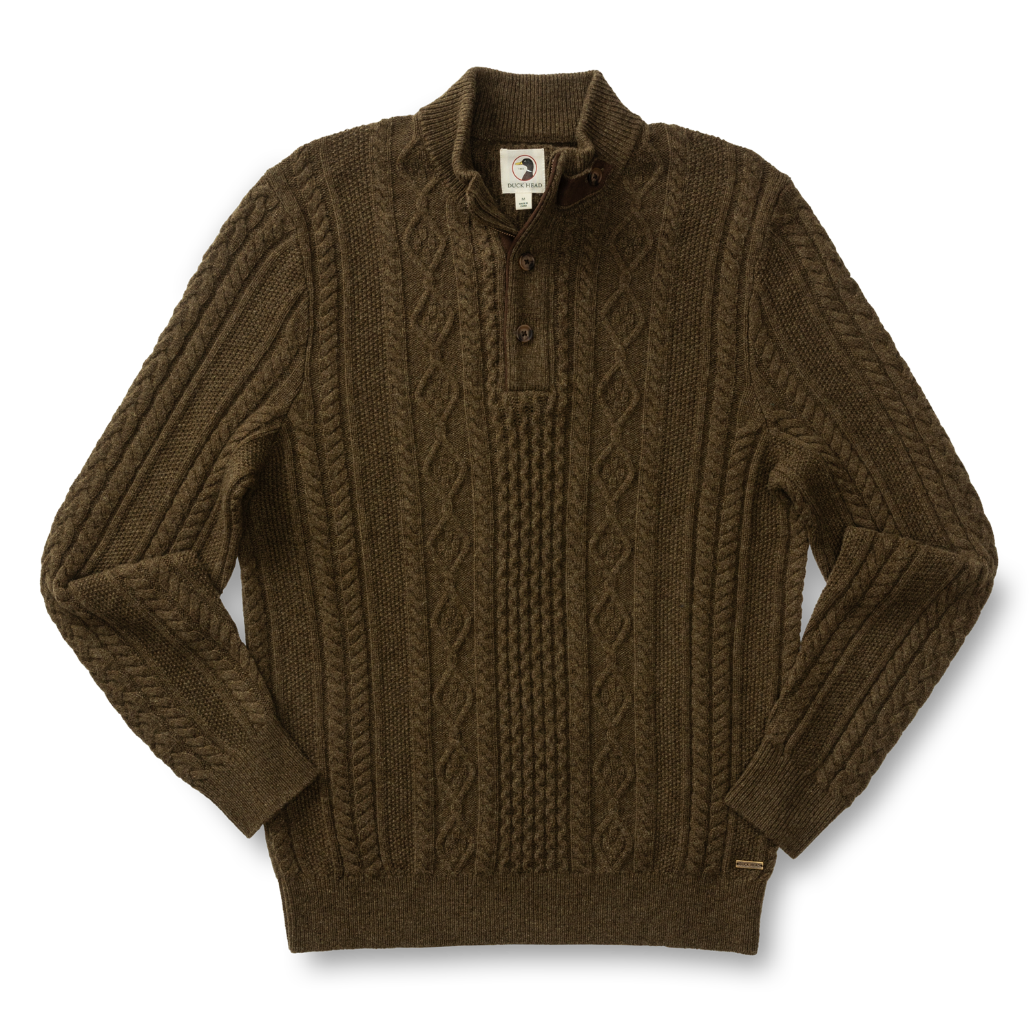 Haines 1/4 Zip Cable Knit Sweater - Olive