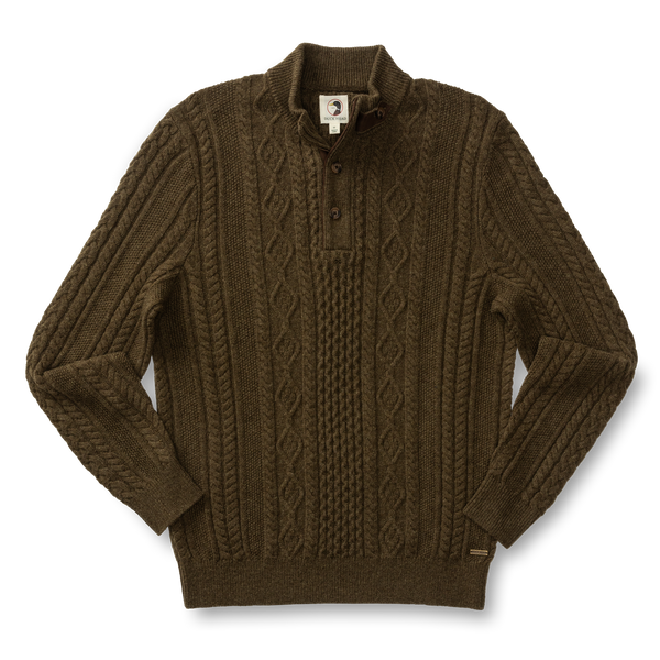 Haines 1/4 Zip Cable Knit Sweater - Olive