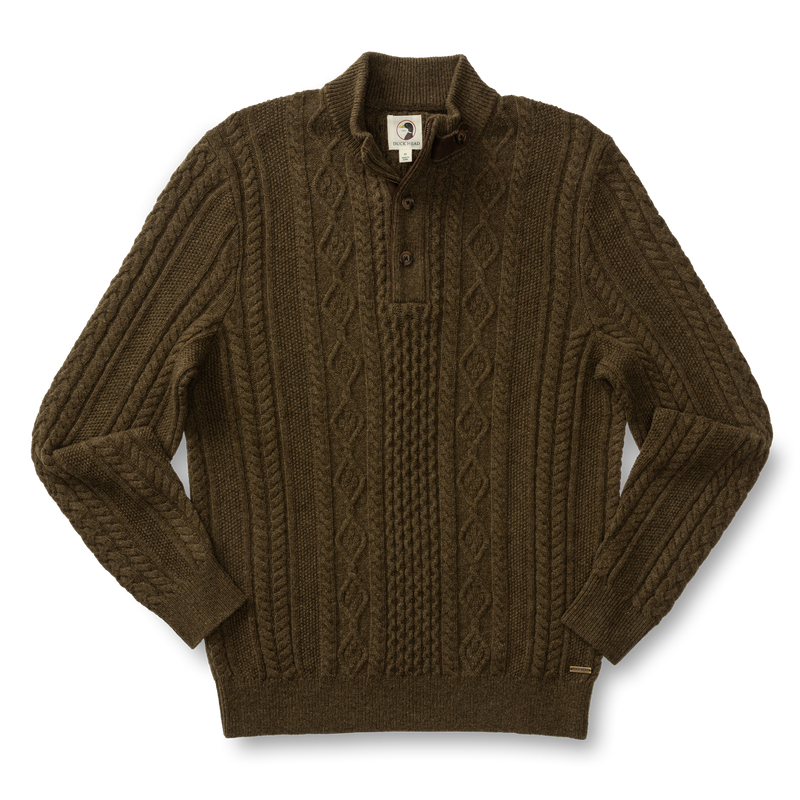 Haines 1/4 Zip Cable Knit Sweater - Olive