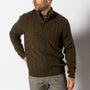 Haines 1/4 Zip Cable Knit Sweater - Olive
