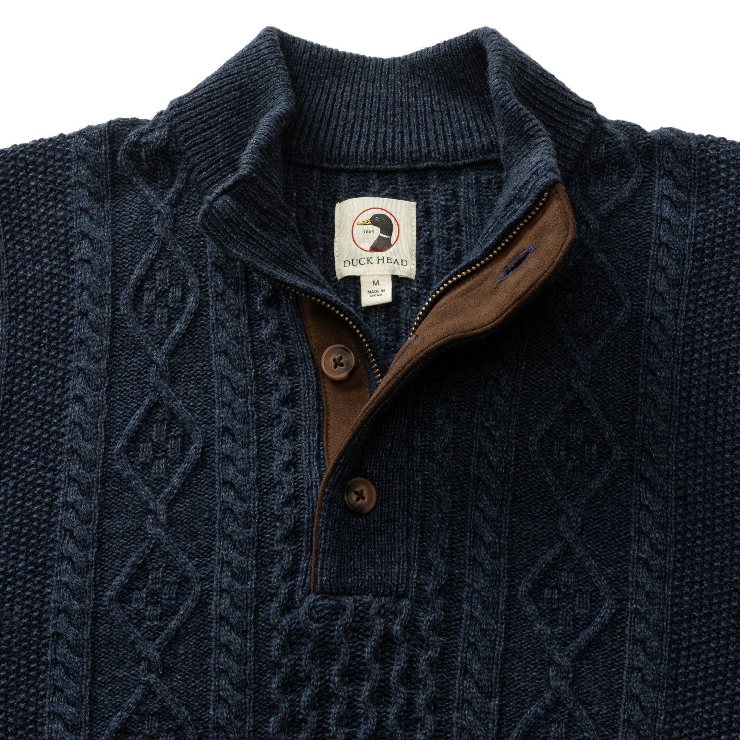 Haines 1/4 Zip Cable Knit Sweater - Navy Heather