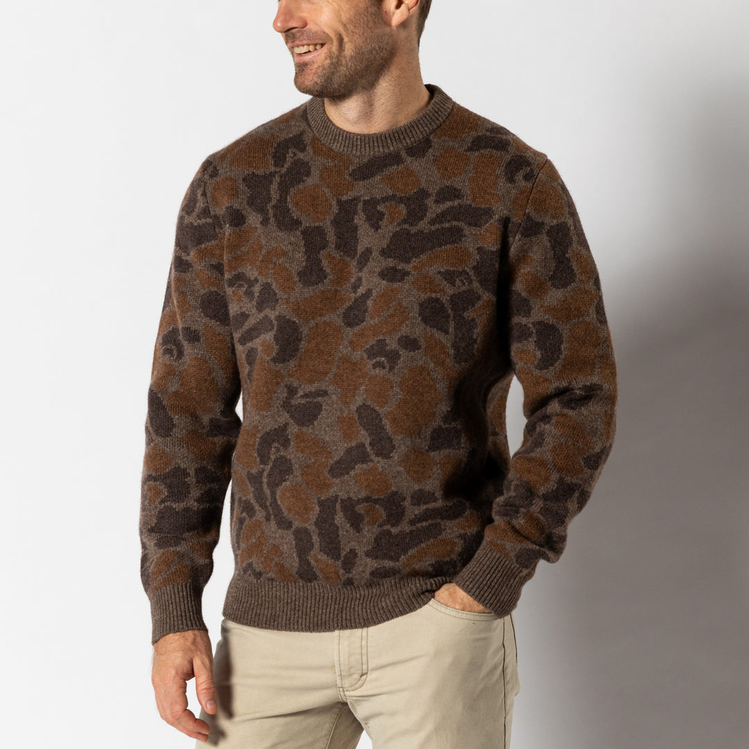 Camo Intarsia Crewneck Sweater - Toasted Khaki Camo – Duck Head