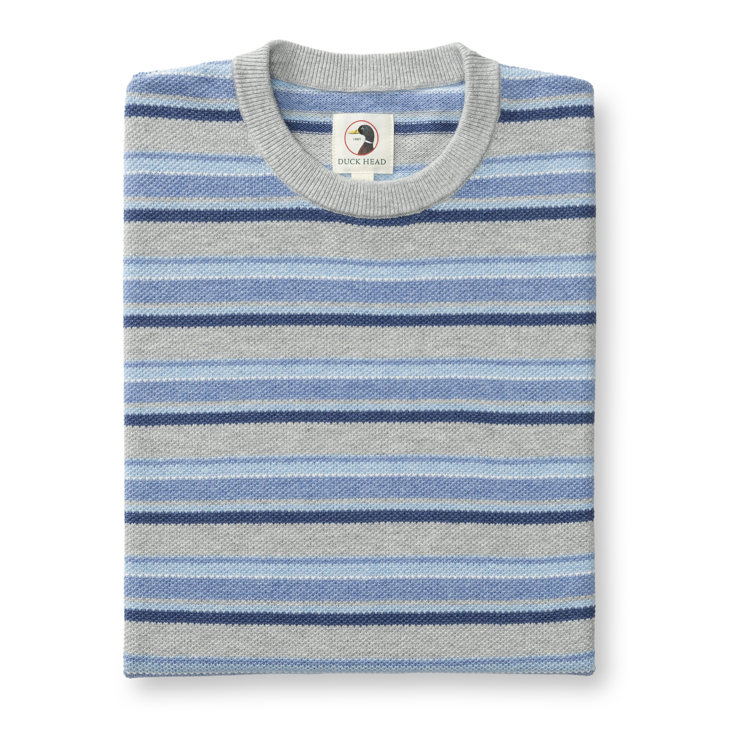 Elmwood Crewneck Striped Pique Sweater - Heather Grey