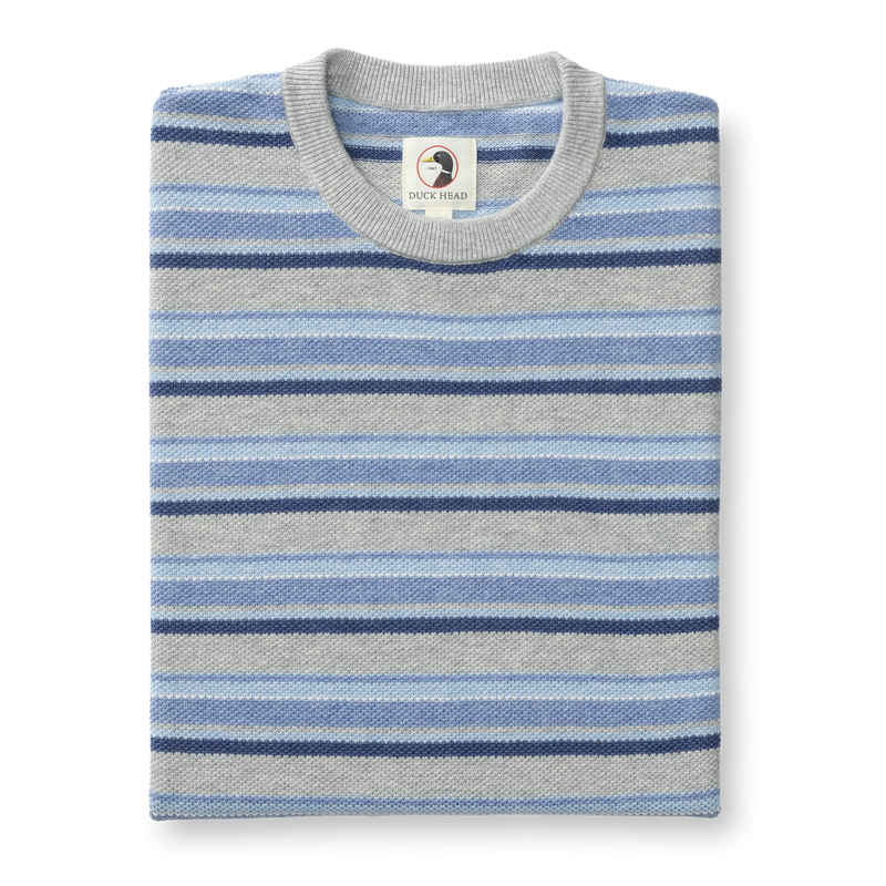 Elmwood Crewneck Striped Pique Sweater - Heather Grey