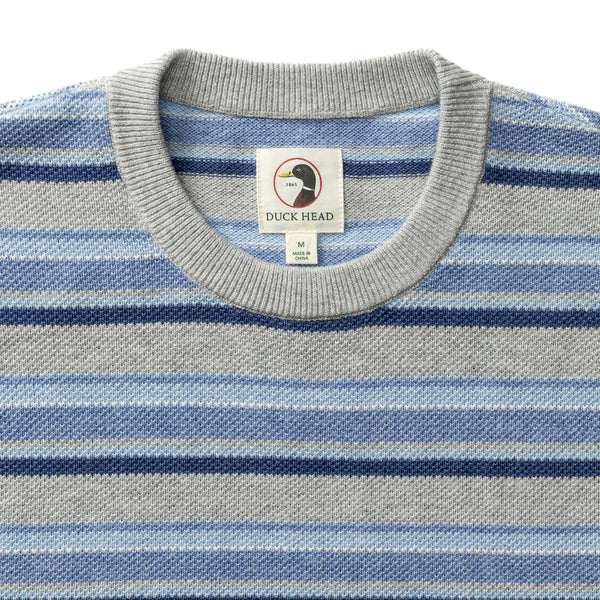 Elmwood Crewneck Striped Pique Sweater - Heather Grey