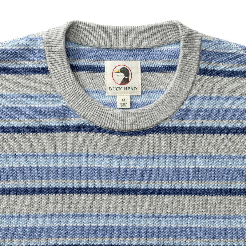 Elmwood Crewneck Striped Pique Sweater - Heather Grey