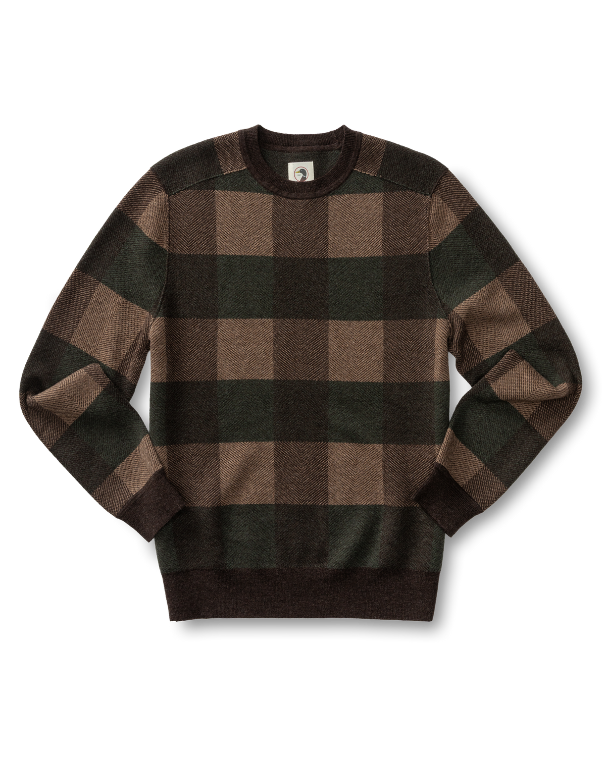 Whitfield Plaid Merino Crewneck Sweater - Chocolate Plum Heather