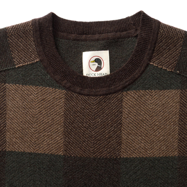 Whitfield Plaid Merino Crewneck Sweater - Chocolate Plum Heather