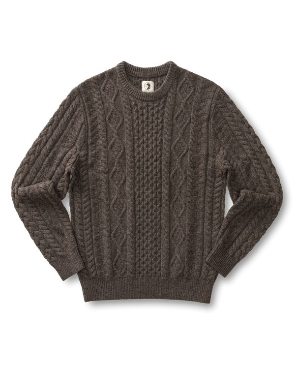 Fisherman Merino Crewneck Sweater - Dark Oak Heather