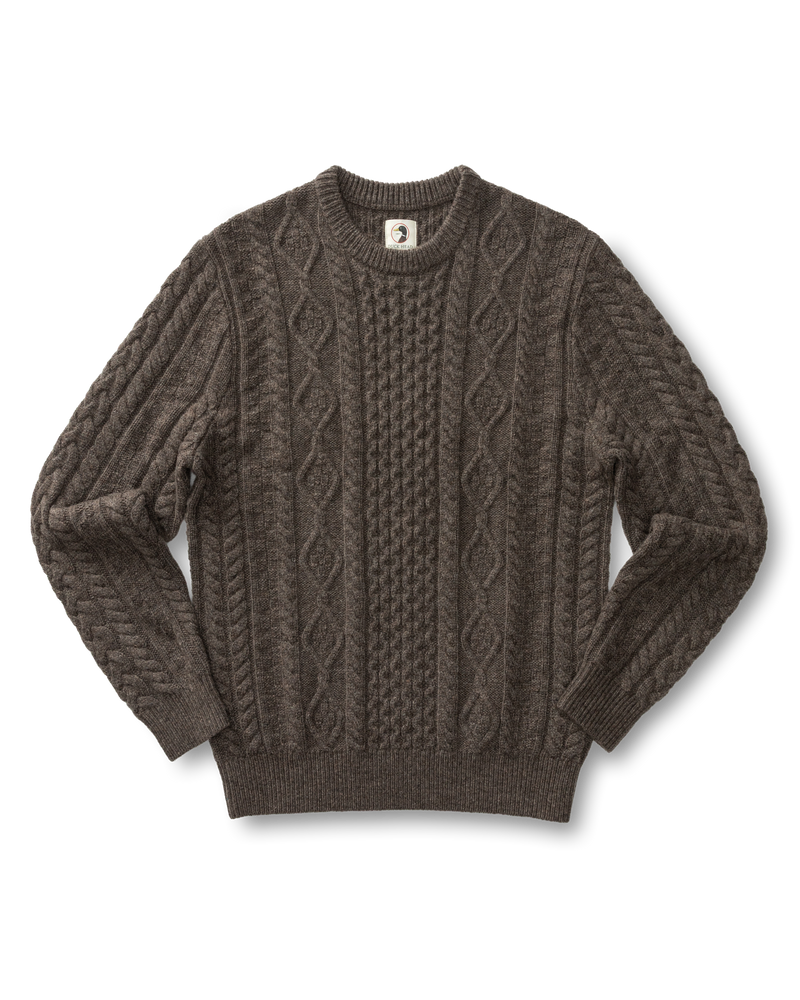 Fisherman Merino Crewneck Sweater - Dark Oak Heather