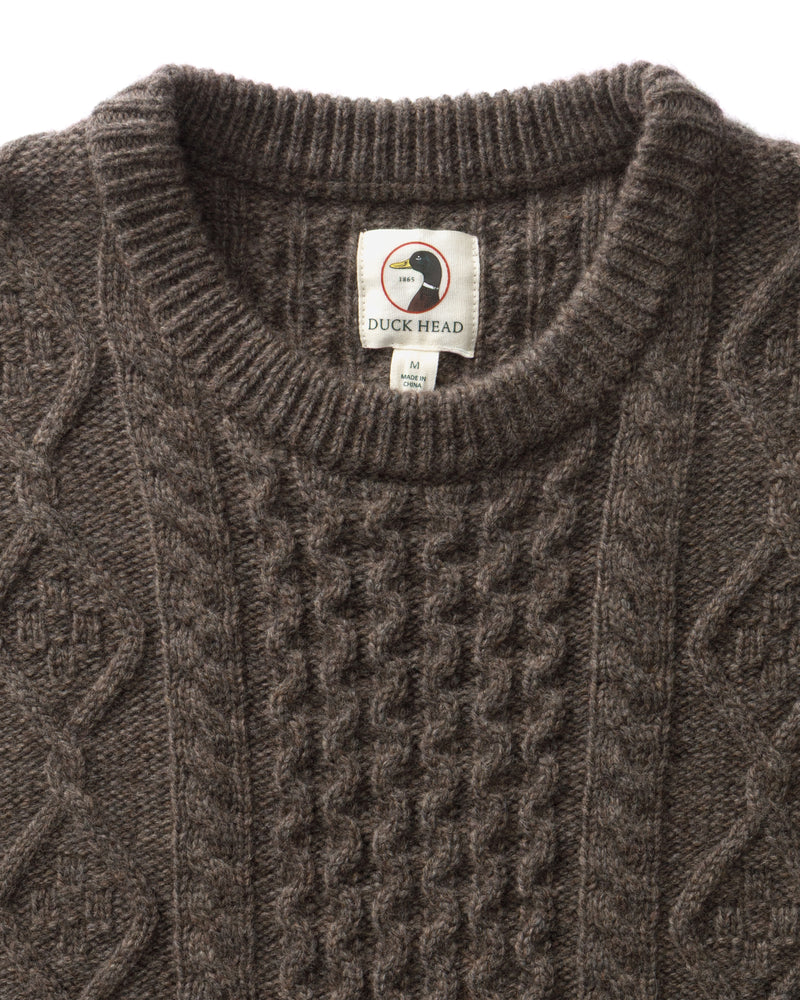 Fisherman Merino Crewneck Sweater - Dark Oak Heather