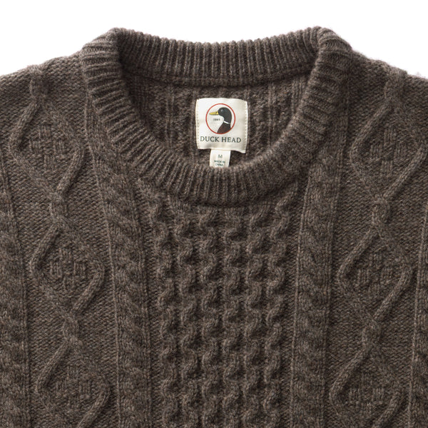 Fisherman Merino Crewneck Sweater - Dark Oak Heather