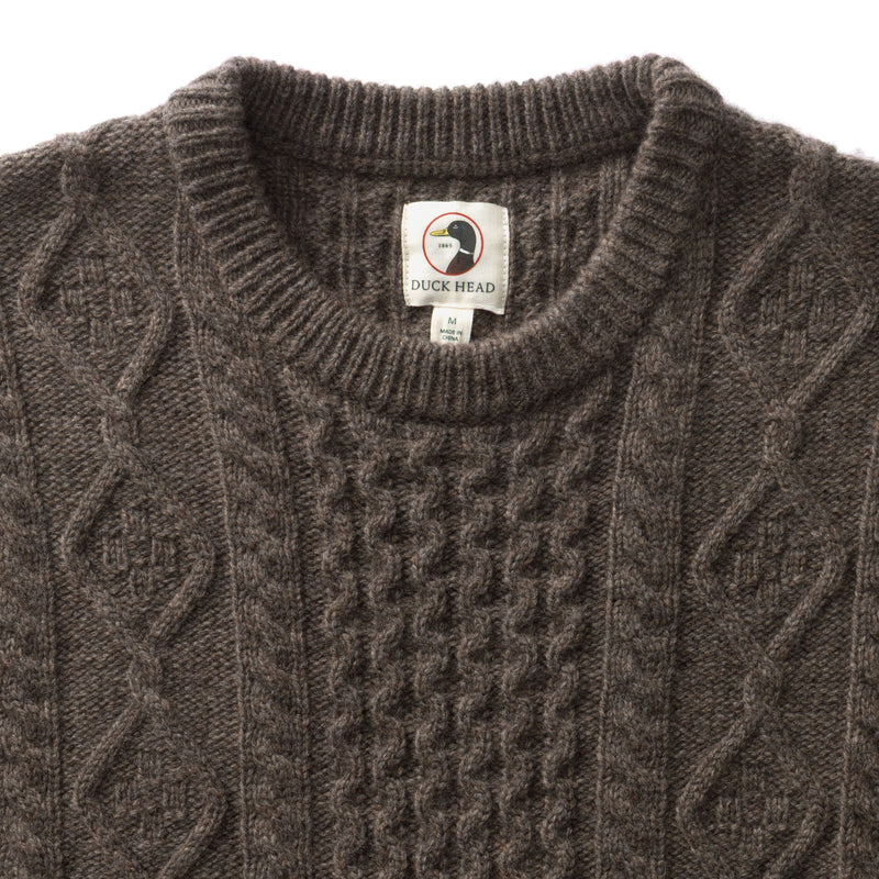 Fisherman Merino Crewneck Sweater - Dark Oak Heather