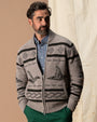 Flying Mallard Merino Intarsia Full Zip Sweater - Clay Heather