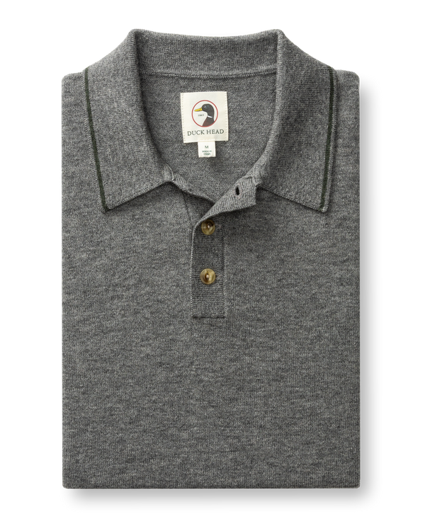 Jonas Merino Polo Sweater - Fossil Gray Heather
