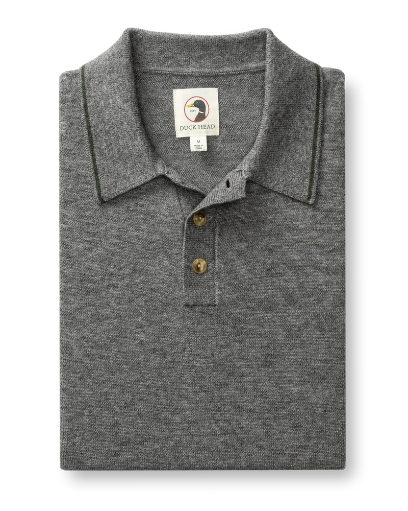 Jonas Merino Polo Sweater - Fossil Gray Heather