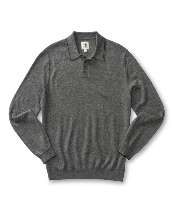 Jonas Merino Polo Sweater - Fossil Gray Heather