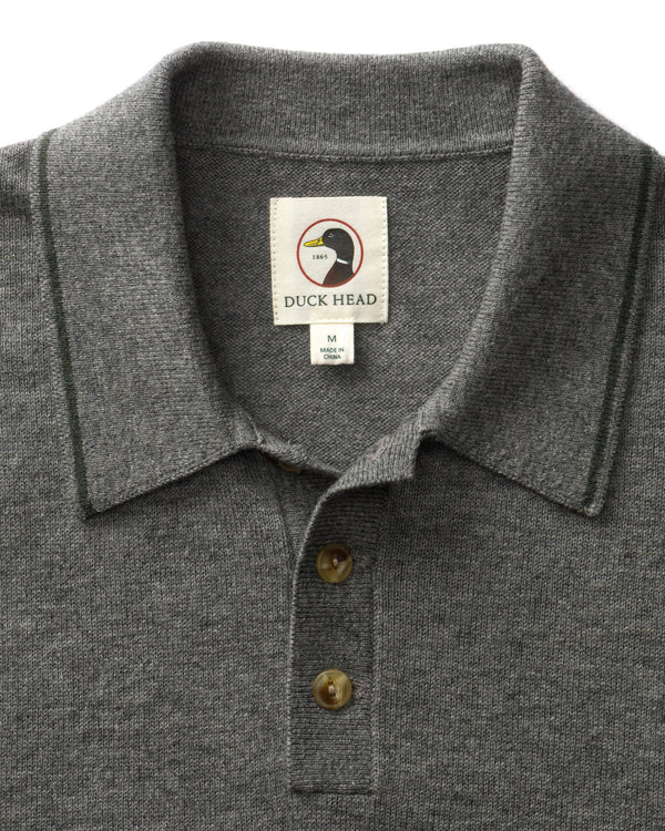 Jonas Merino Polo Sweater - Fossil Gray Heather