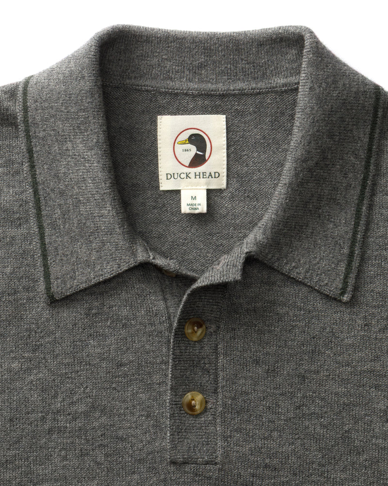 Jonas Merino Polo Sweater - Fossil Gray Heather