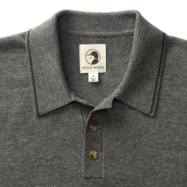 Jonas Merino Polo Sweater - Fossil Gray Heather