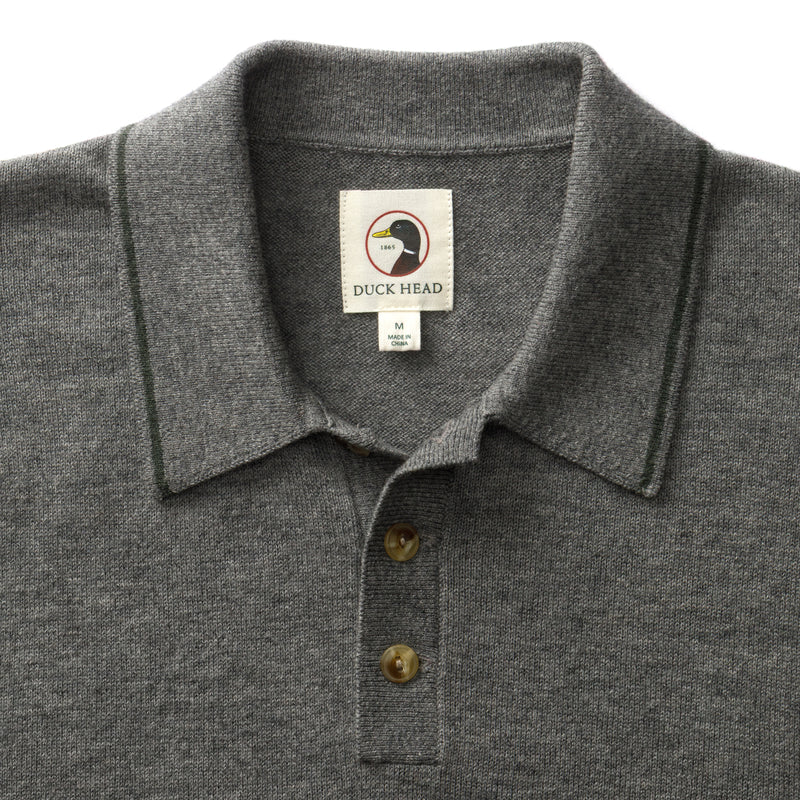 Jonas Merino Polo Sweater - Fossil Gray Heather