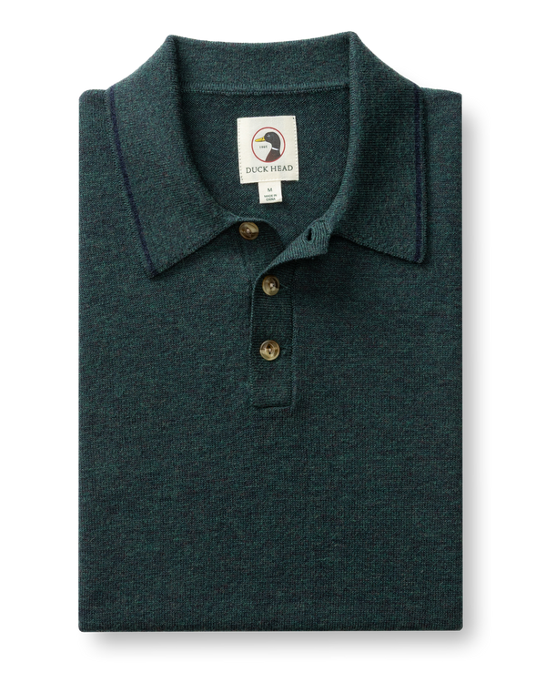 Jonas Merino Polo Sweater - Pine Grove Heather