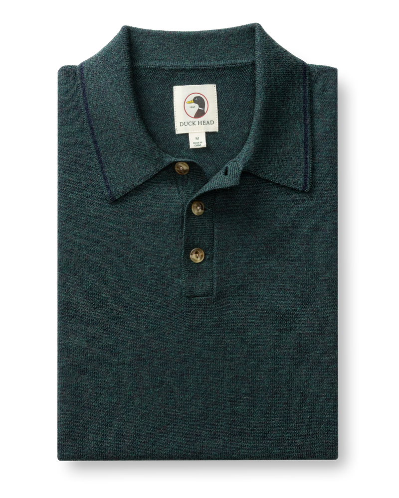 Jonas Merino Polo Sweater - Pine Grove Heather