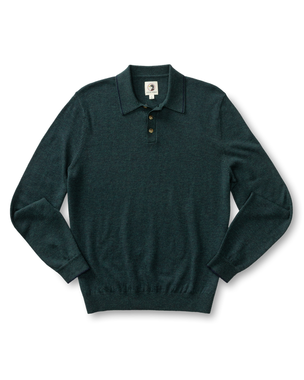 Jonas Merino Polo Sweater - Pine Grove Heather