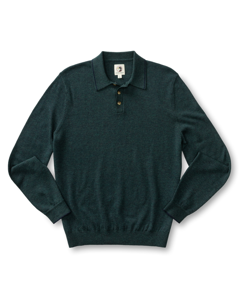 Jonas Merino Polo Sweater - Pine Grove Heather