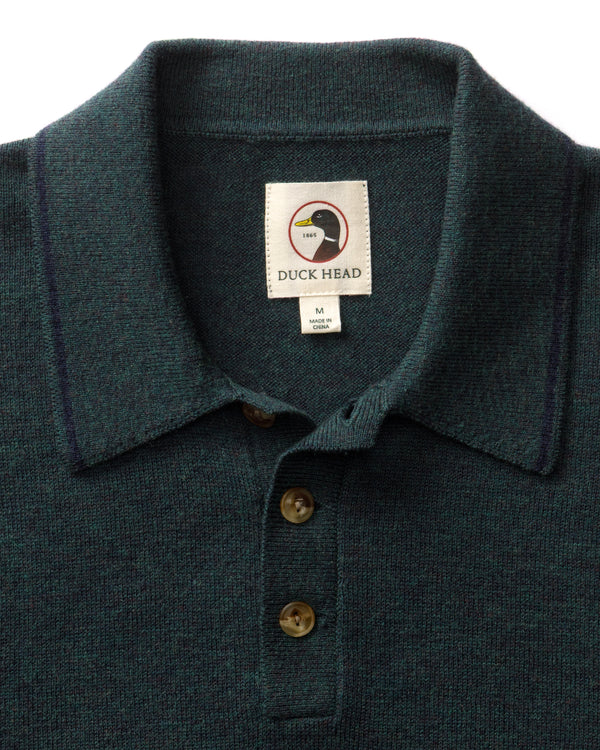 Jonas Merino Polo Sweater - Pine Grove Heather