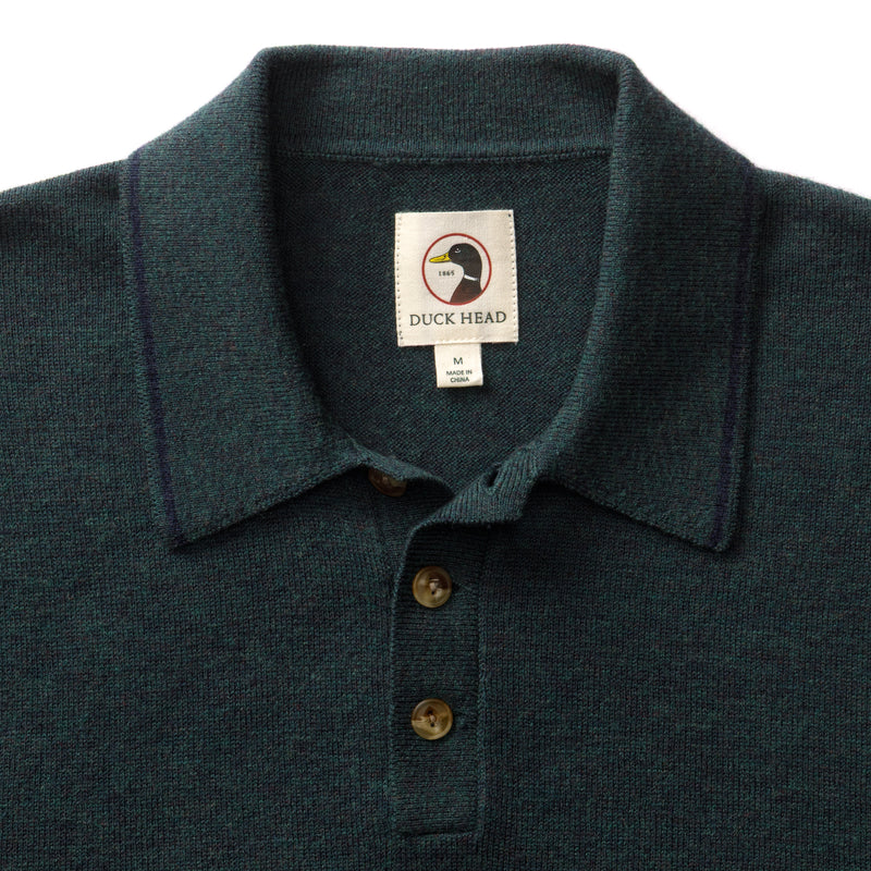Jonas Merino Polo Sweater - Pine Grove Heather