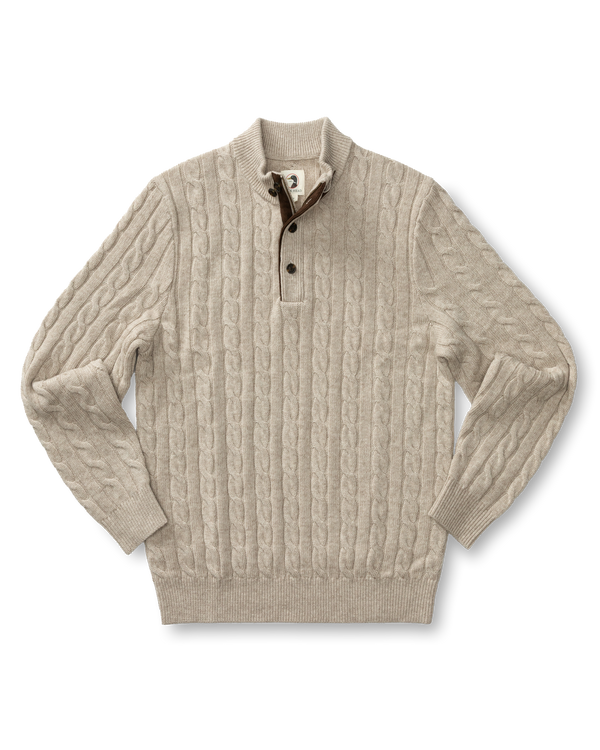 Walcott Merino Cashmere Cable Knit 1/4 Zip Sweater - Stone Heather