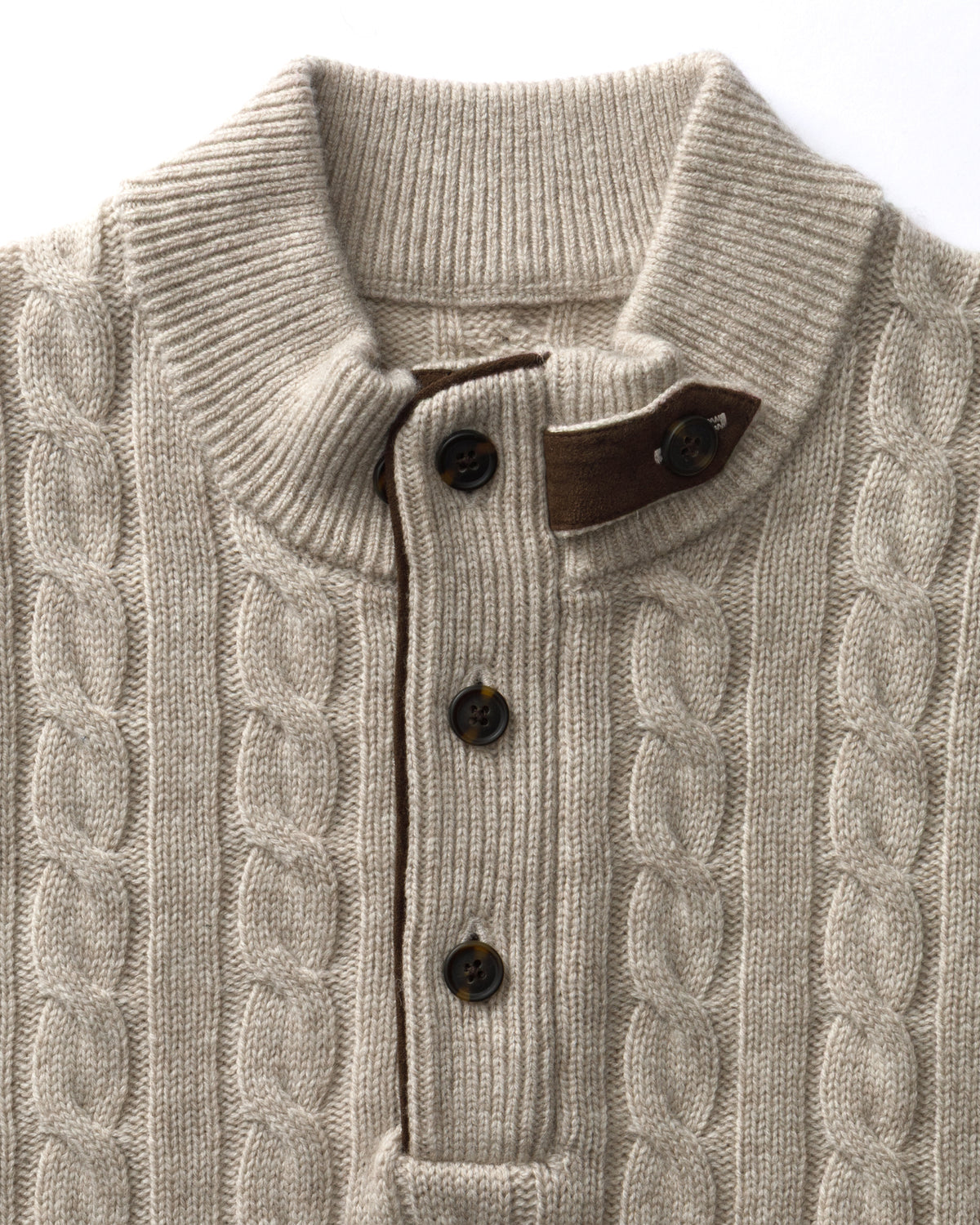 Walcott Merino Cashmere Cable Knit 1/4 Zip Sweater - Stone Heather
